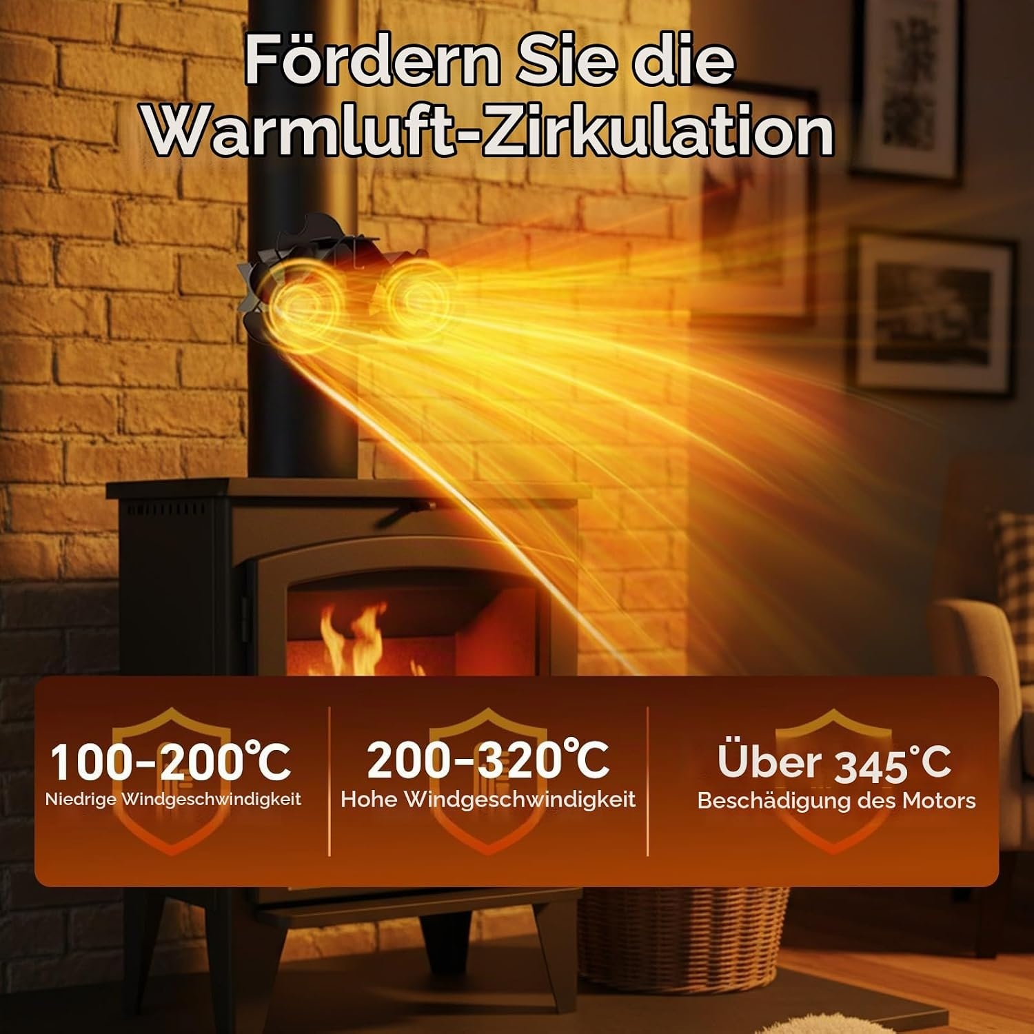 Wärmebetriebener 12-Flügel Kaminventilator - jetzt bis zu 59% Rabatt