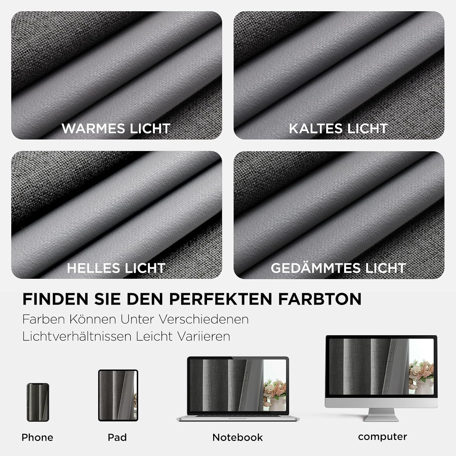 2er-Set Verdunkelungsvorhänge, Leinenoptik, Grau - Jetzt bis zu 59% Rabatt