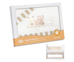 Babybettwäsche-Set 60x120 cm - Beige mit Herzmuster - bis zu 52% reduziert