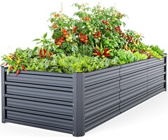 Großes Hochbeet aus Stahl 240x90x45 cm - Anthrazit - bis zu 57% Rabatt