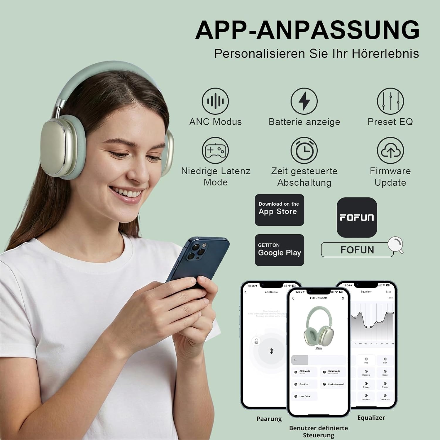 Over-Ear Kopfhörer mit ANC & 65h Akku - in Lentegrün - bis zu 60% Rabatt