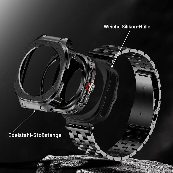 Edelstahl-Uhrenarmband für 47 mm Smartwatch - Schwarz - bis zu 60% Rabatt