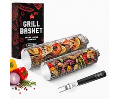 Rollender Grillkorb Zylinder 2er-Set - Edelstahl - bis zu 56% sparen