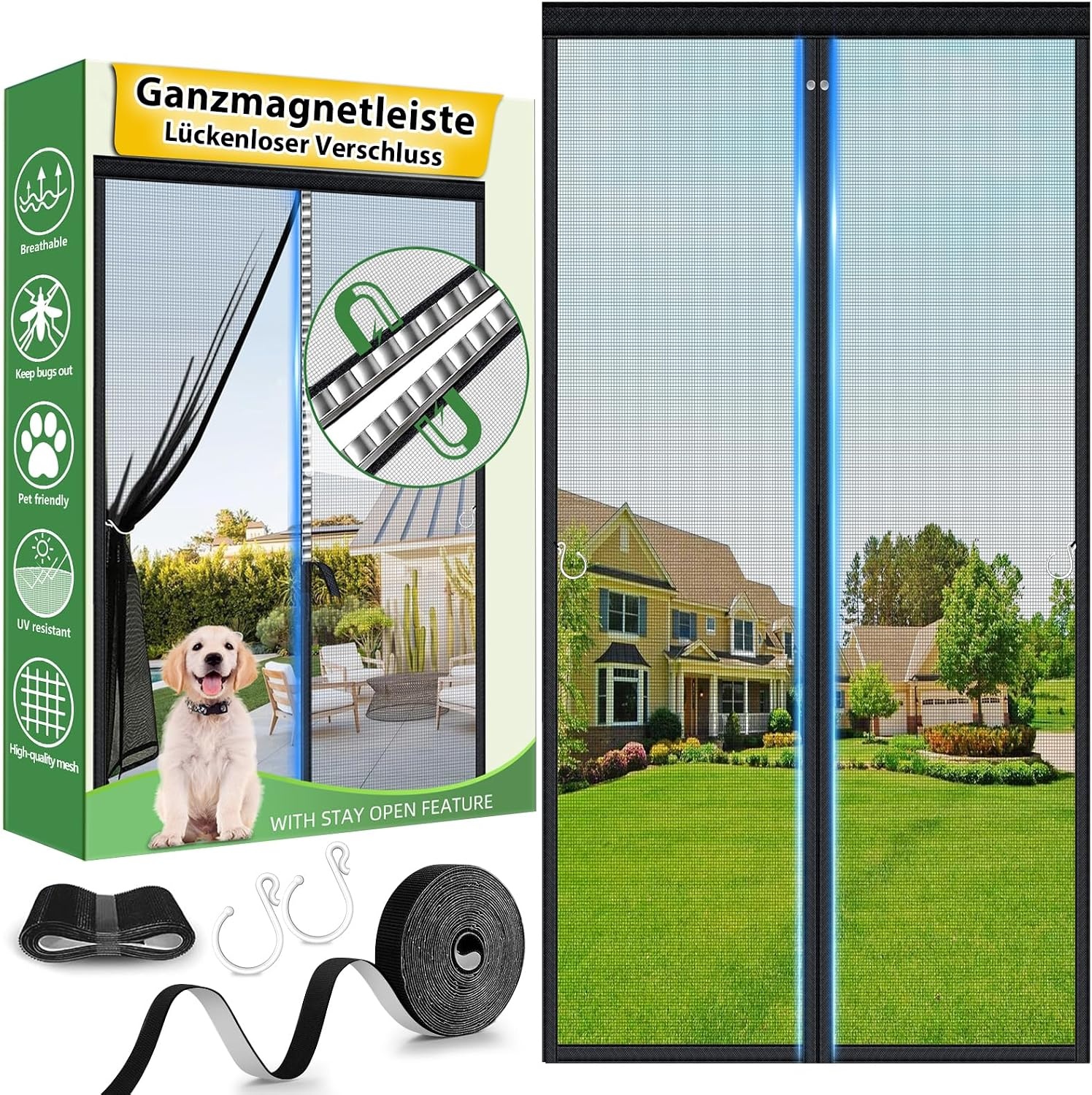 Magnet-Fliegengitter 100x210 cm Fiberglas Weiß - 71% Rabatt