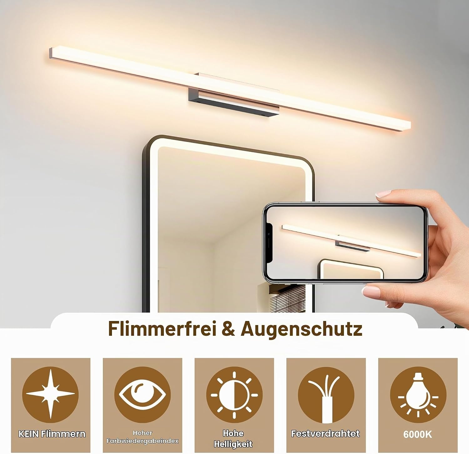 Moderne LED-Spiegelleuchte 60cm IP44 - 3 Lichtfarben - bis zu 60% Rabatt