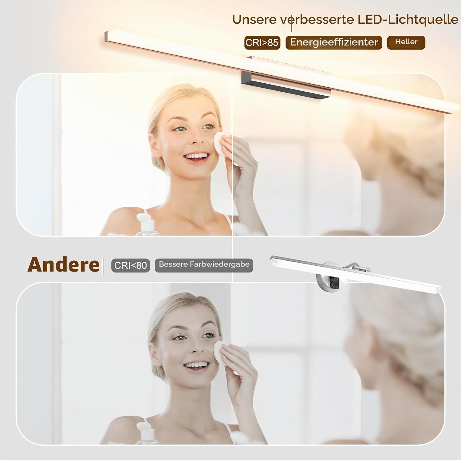Moderne LED-Spiegelleuchte 60cm IP44 - 3 Lichtfarben - bis zu 60% Rabatt