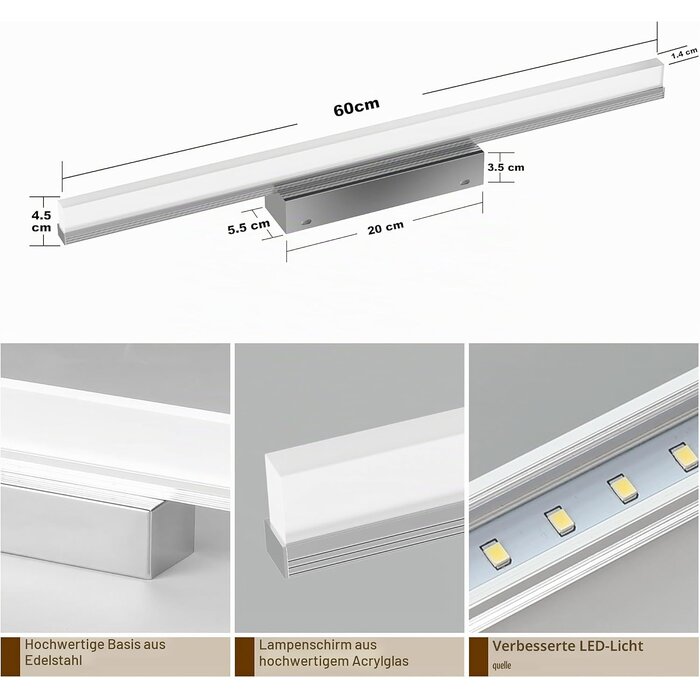 Moderne LED-Spiegelleuchte 60cm IP44 - 3 Lichtfarben - bis zu 60% Rabatt