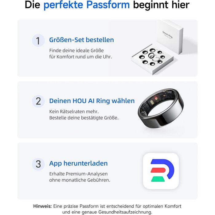 Hou Smart Ring Fitness-Tracker - Größe 57 - Schwarz - Bis zu 61% Rabatt