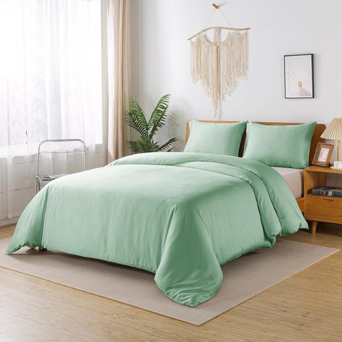 Luxus Bambus-Bettwäsche 200x220 cm Grün - bis zu 63% günstiger