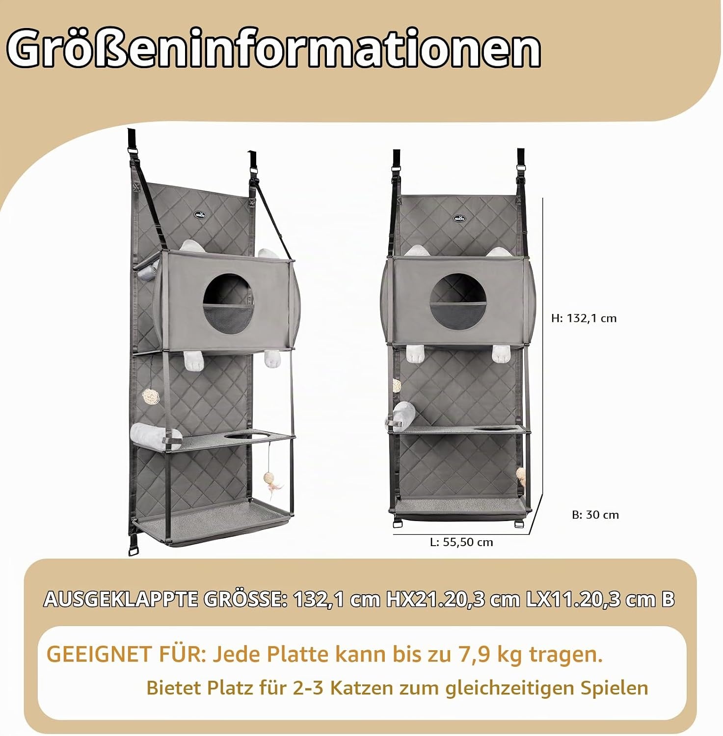 Hängender Katzen-Kletterbaum für Türen - 4 Etagen - jetzt bis zu 46% günstiger
