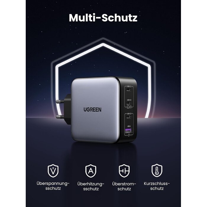 100W USB-C Ladegerät mit 4 Ports - GaN Technologie - bis zu 33% reduziert