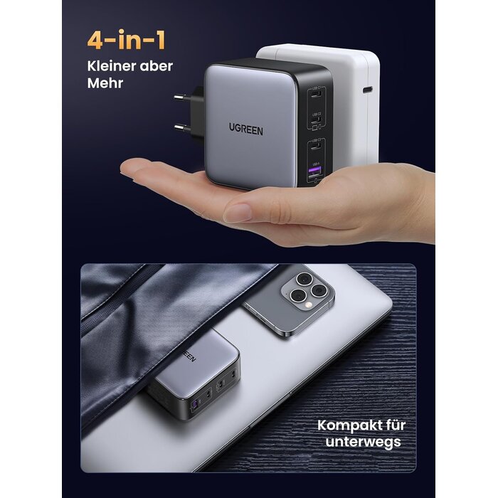 100W USB-C Ladegerät mit 4 Ports - GaN Technologie - bis zu 33% reduziert