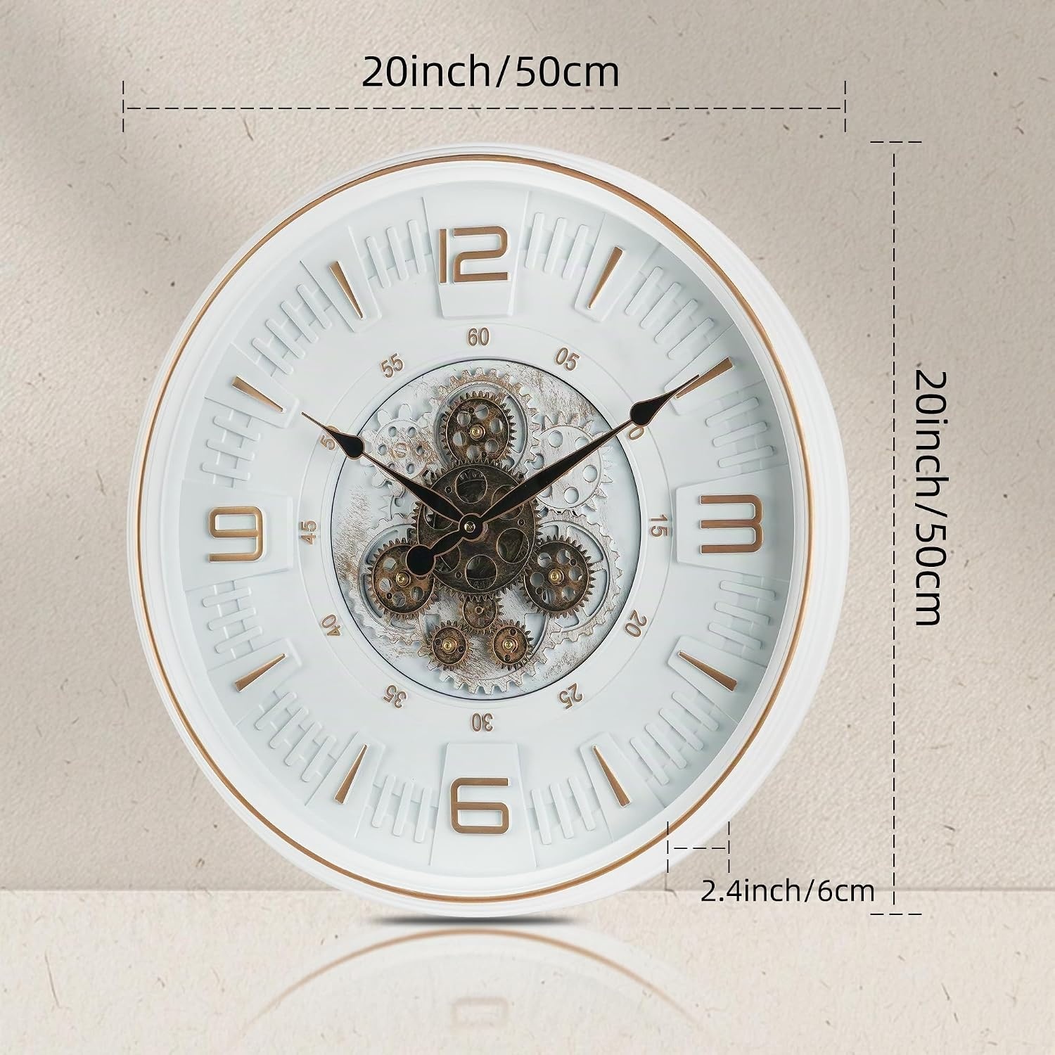 Industrie-Wanduhr mit beweglichen Zahnrädern 50 cm - bis zu 62% Rabatt