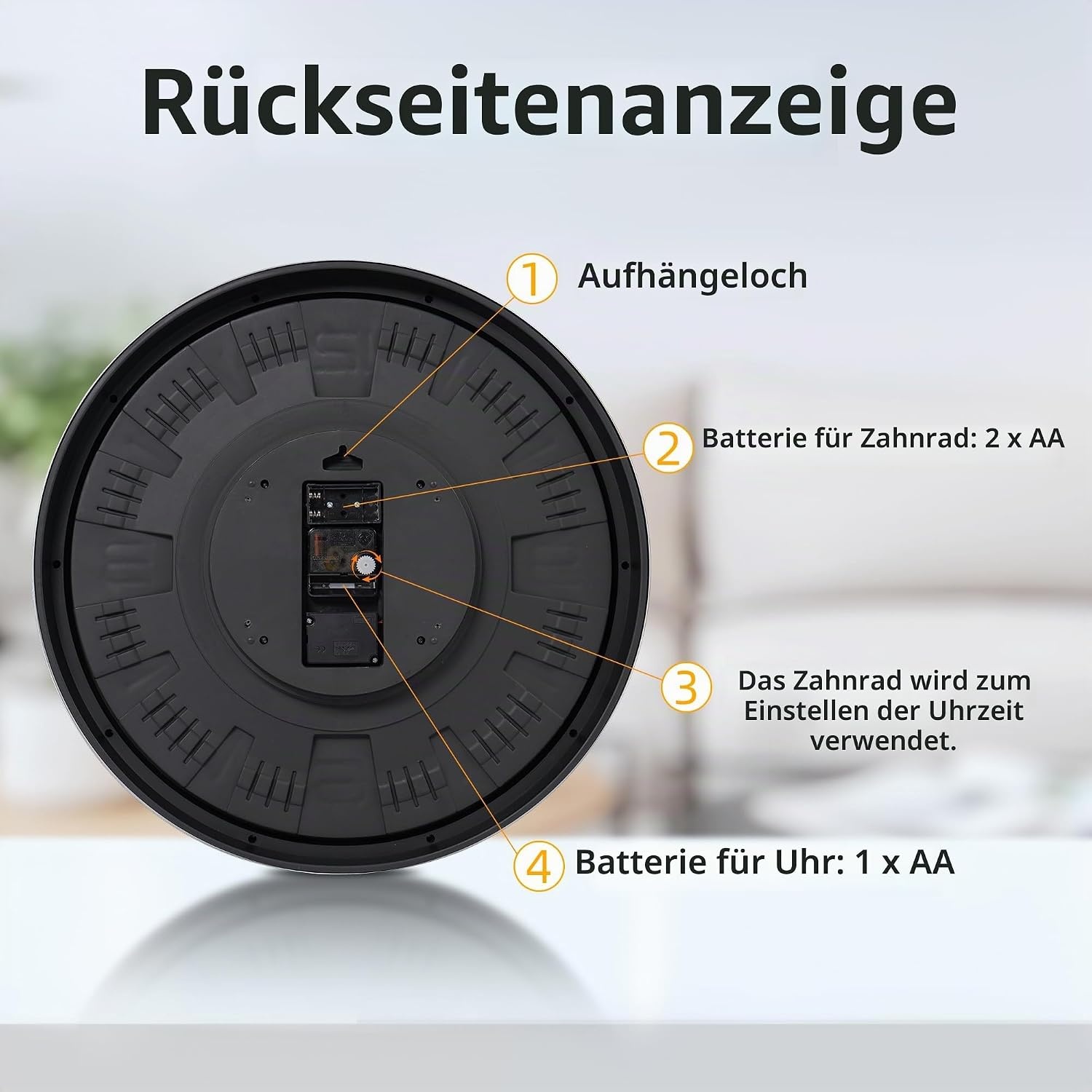 Industrie-Wanduhr mit beweglichen Zahnrädern 50 cm - bis zu 62% Rabatt