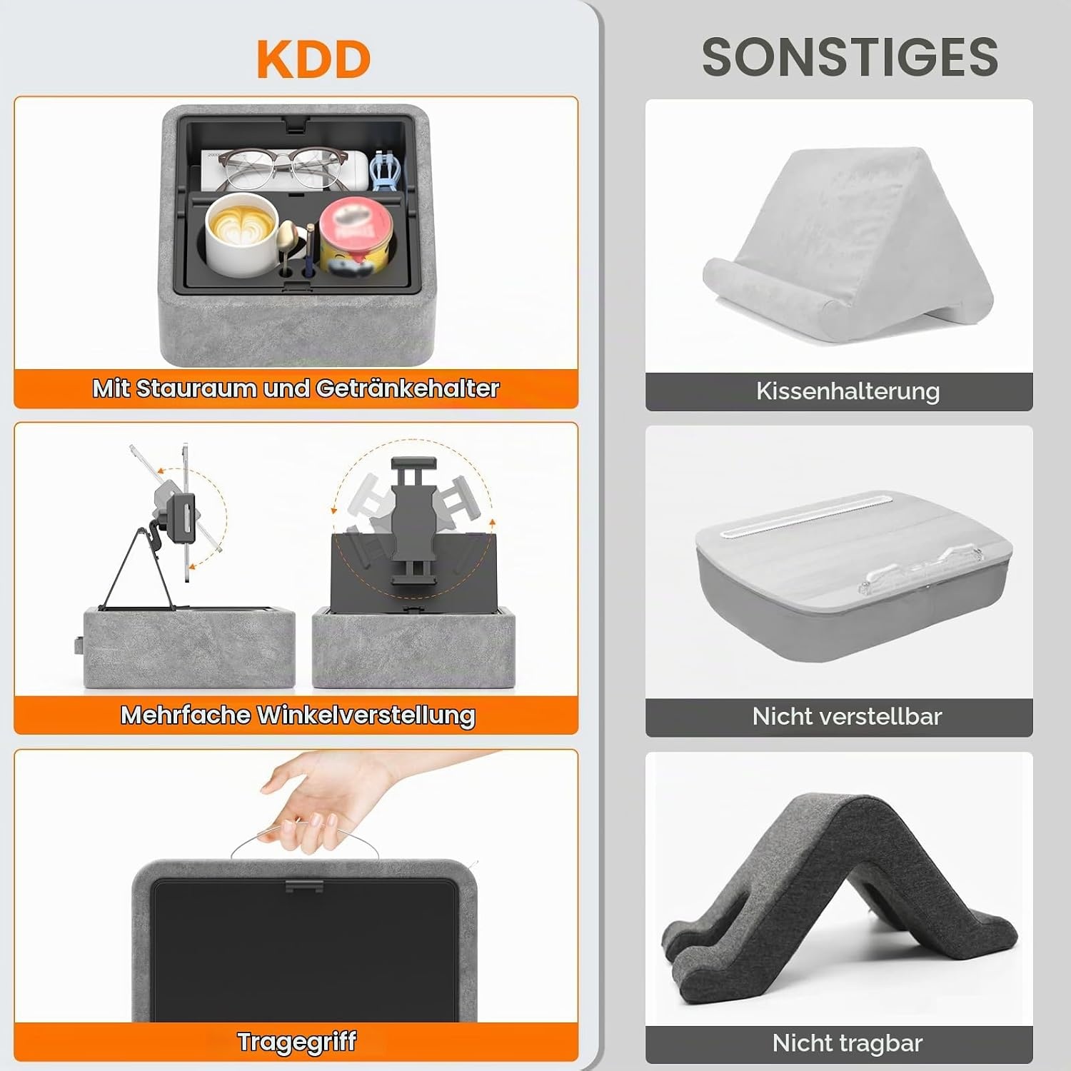 Tablet-Kissenhalterung mit Getränkehaltern & 360° Clip - Jetzt bis zu 61% sparen