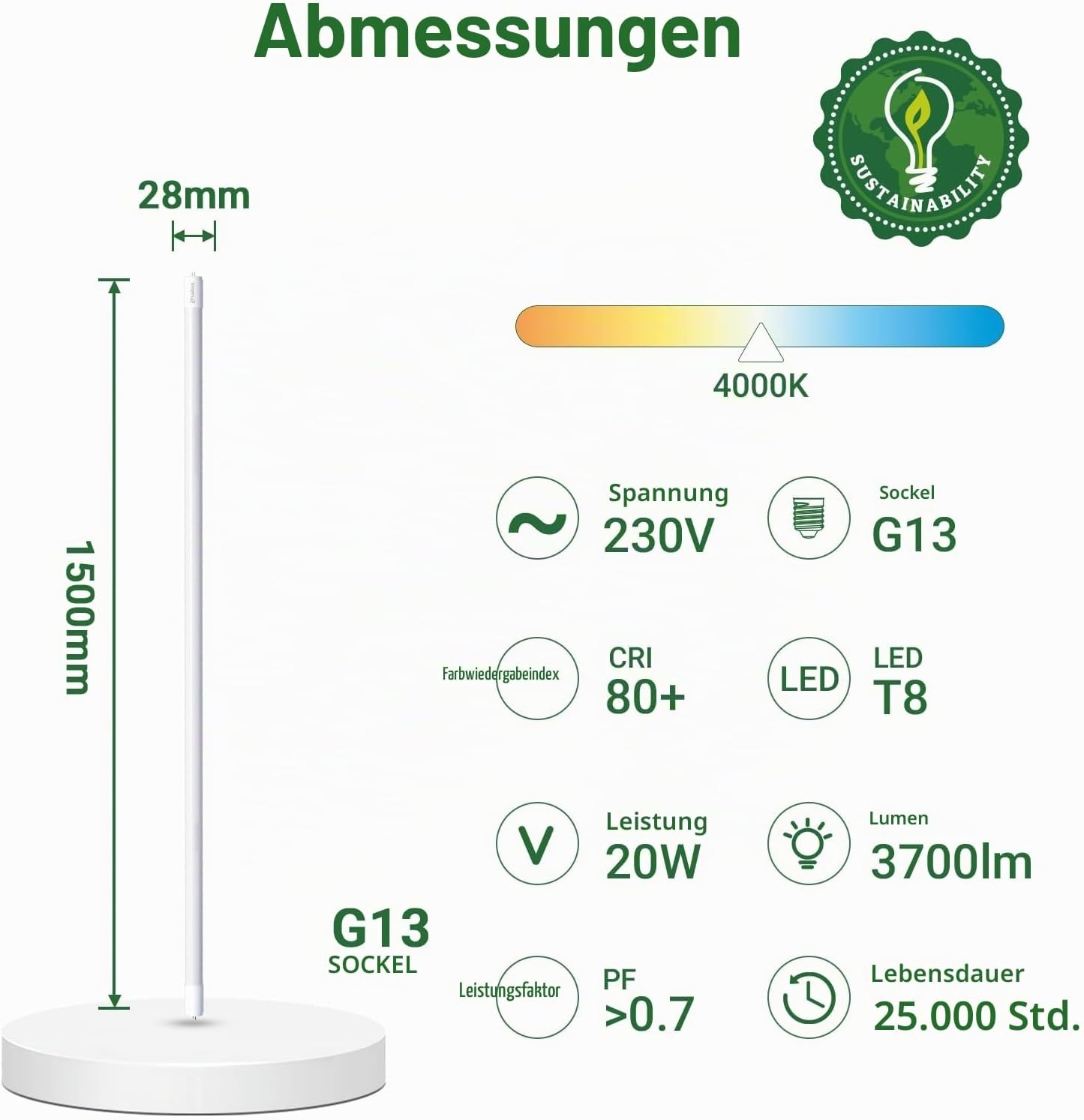 6x LED T8 Leuchtstoffröhren 150cm 20W 4000K - bis zu 63% günstiger