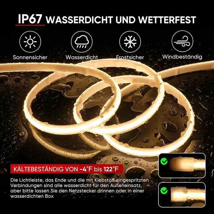 COB LED-Streifen 3m 230V IP67 Kaltweiß - bis zu 58% Rabatt