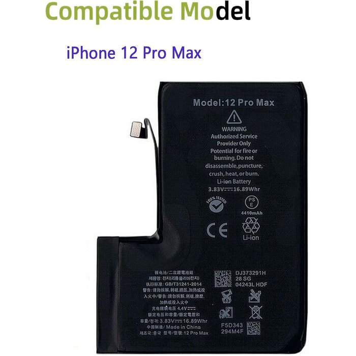 Ersatzakku für iPhone 12 Pro Max - 4600 mAh mit Werkzeugset - bis zu 54% Rabatt