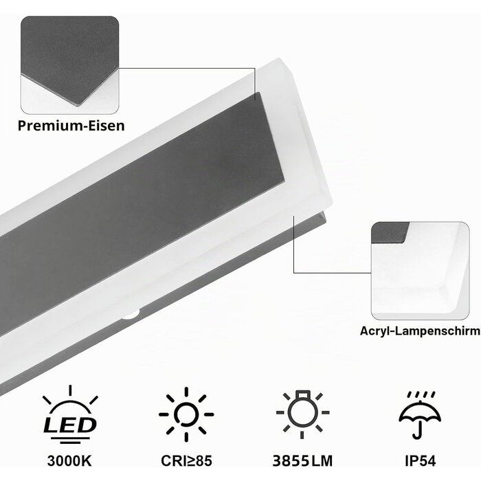 Moderne LED Wandleuchte 150cm IP54 Warmweiß - jetzt bis zu 61% reduziert
