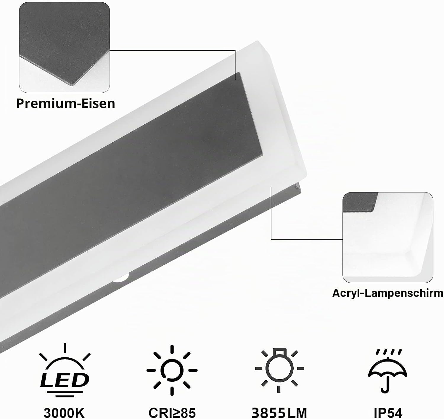 Moderne LED Wandleuchte 150cm IP54 Warmweiß - jetzt bis zu 61% reduziert
