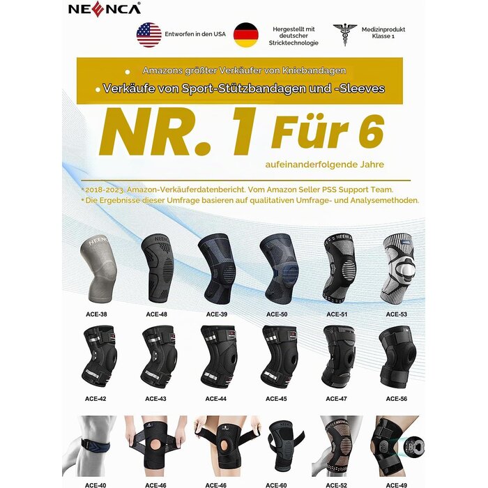 Neenca Profi-Kniebandage mit Stabilisatoren XL - bis zu 59 % Rabatt!