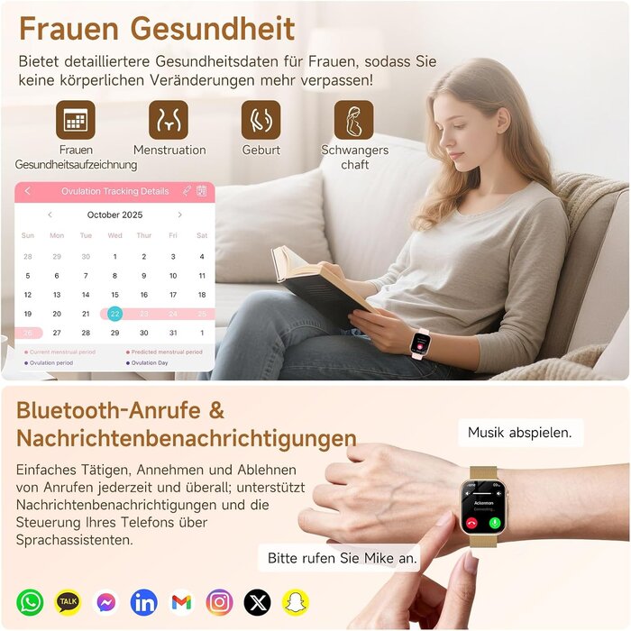Damen-Smartwatch AMOLED 1,97 Zoll - Bis zu 58% Rabatt im Outlet