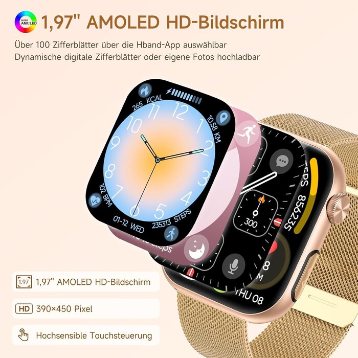 Damen-Smartwatch AMOLED 1,97 Zoll - Bis zu 58% Rabatt im Outlet