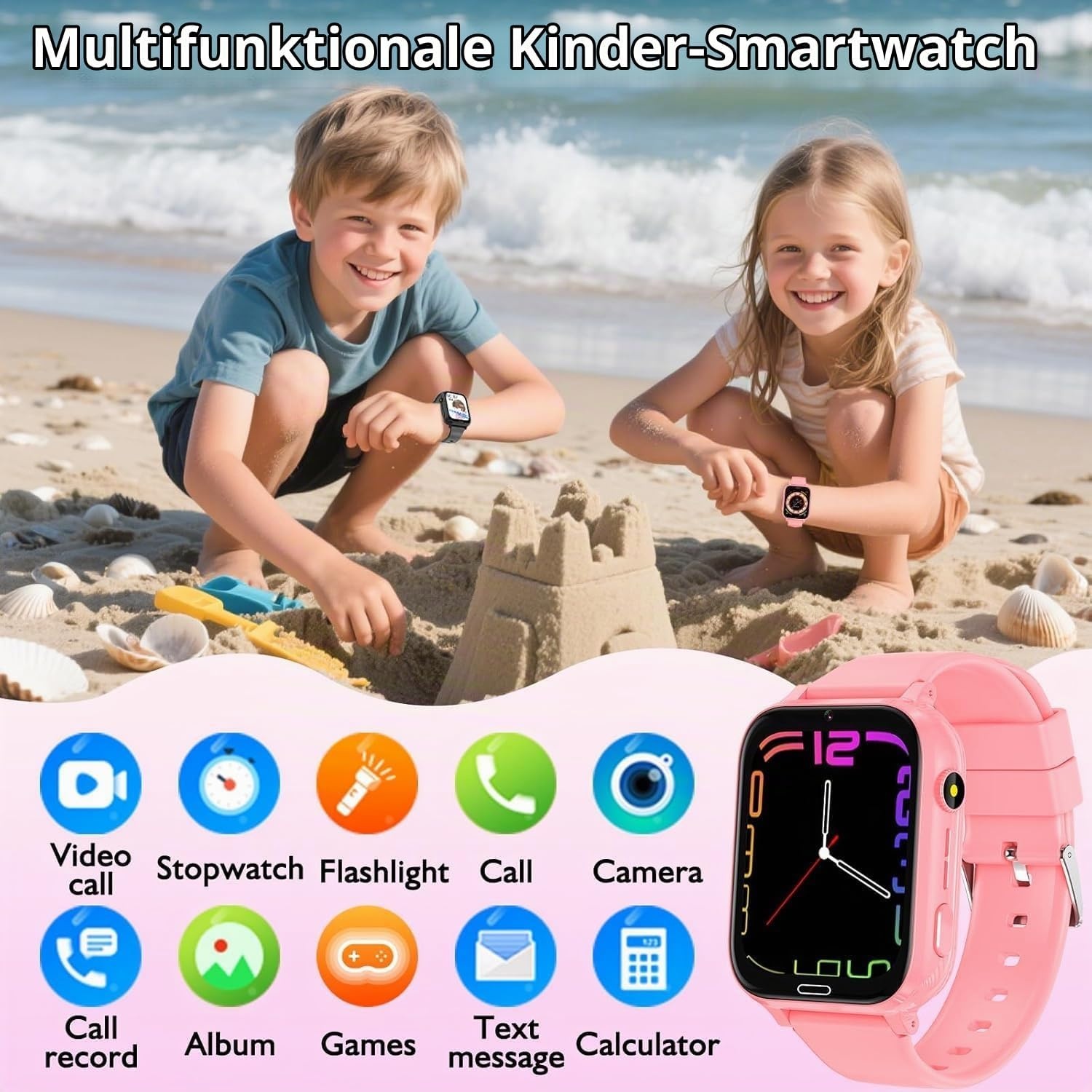 4G Kinder-Smartwatch GPS & Video - Rosa - Bis zu 27% sparen