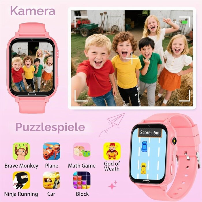 4G Kinder-Smartwatch GPS & Video - Rosa - Bis zu 27% sparen