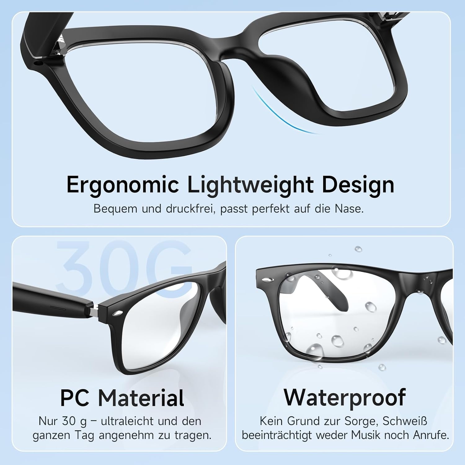 Smarte Audio-Brille mit UV- & Blaufilter - Open-Ear - bis zu 57% Rabatt