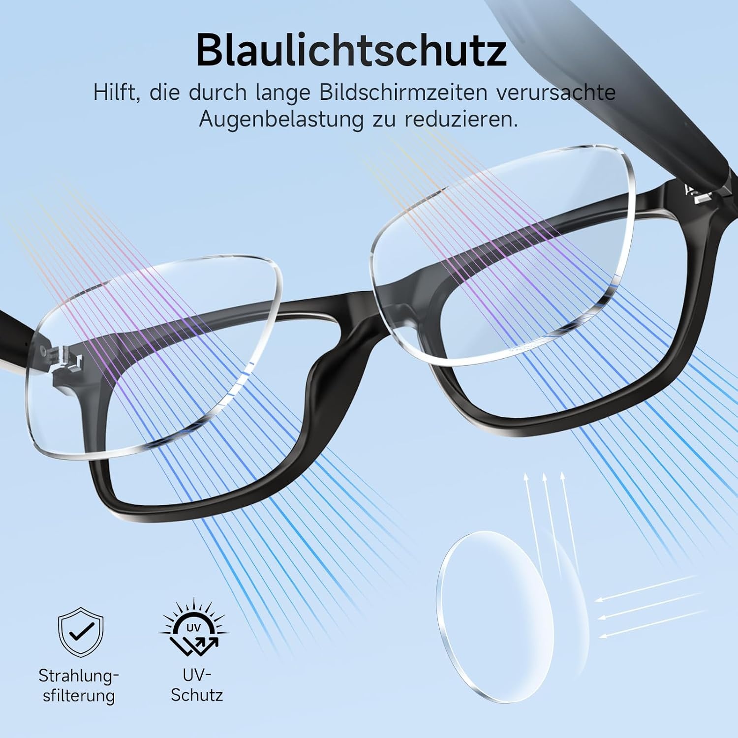 Smarte Audio-Brille mit UV- & Blaufilter - Open-Ear - bis zu 57% Rabatt