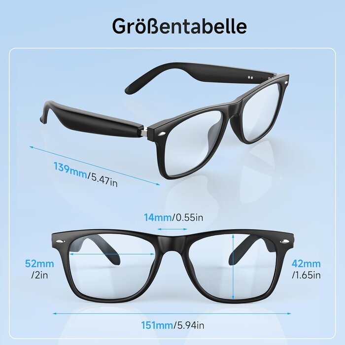 Smarte Audio-Brille mit UV- & Blaufilter - Open-Ear - bis zu 57% Rabatt