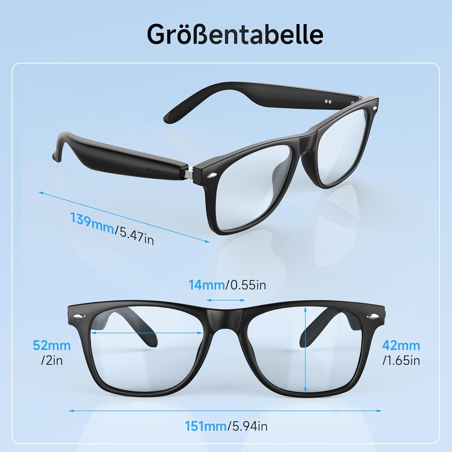 Smarte Audio-Brille mit UV- & Blaufilter - Open-Ear - bis zu 57% Rabatt