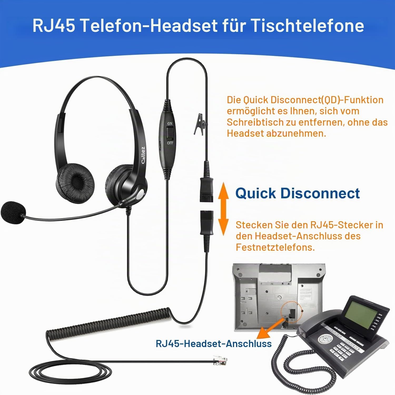Professionelles RJ45 Telefon-Headset - 73% Rabatt - Ausgepackt & Neuwertig