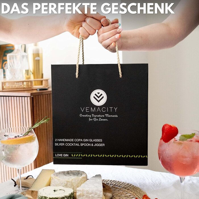 Gin Tonic Glas-Set im Copa-Design, 2 Stück mit Zubehör - bis zu 58% reduziert