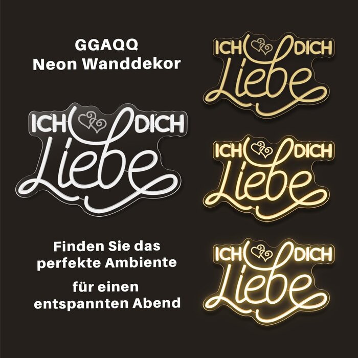 LED Neon-Schild "Ich liebe Dich" Warmweiß - bis zu 59% Rabatt