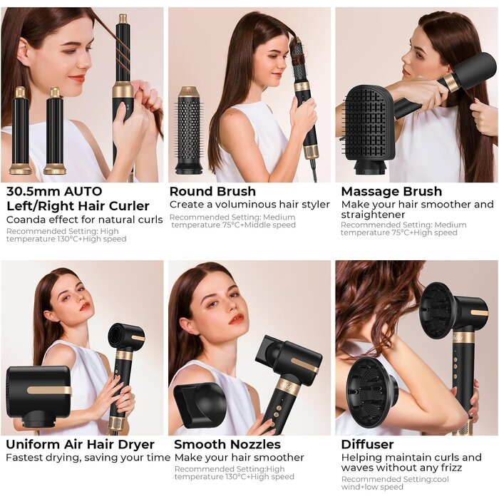 7-in-1 Multistyler Warmluftbürste 1400W - Sparen Sie bis zu 64%!
