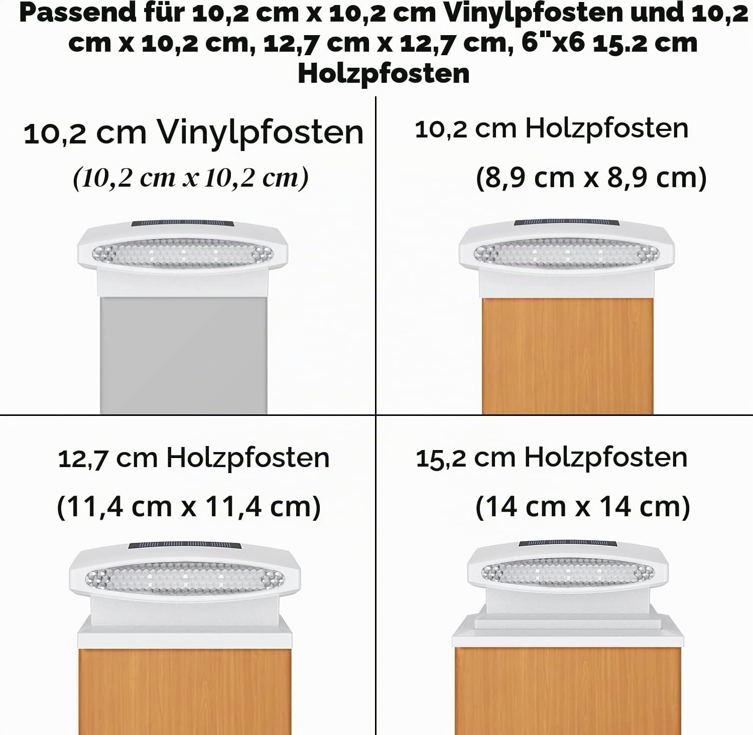4x Solar-Pfostenkappen: 24 LED, warm- & kaltweiß - bis zu 58% reduziert