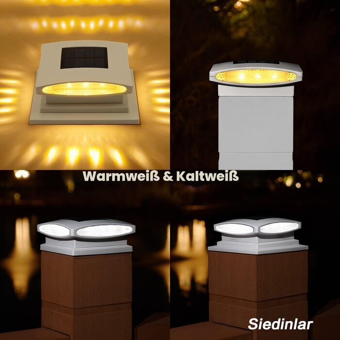 4x Solar-Pfostenkappen: 24 LED, warm- & kaltweiß - bis zu 58% reduziert