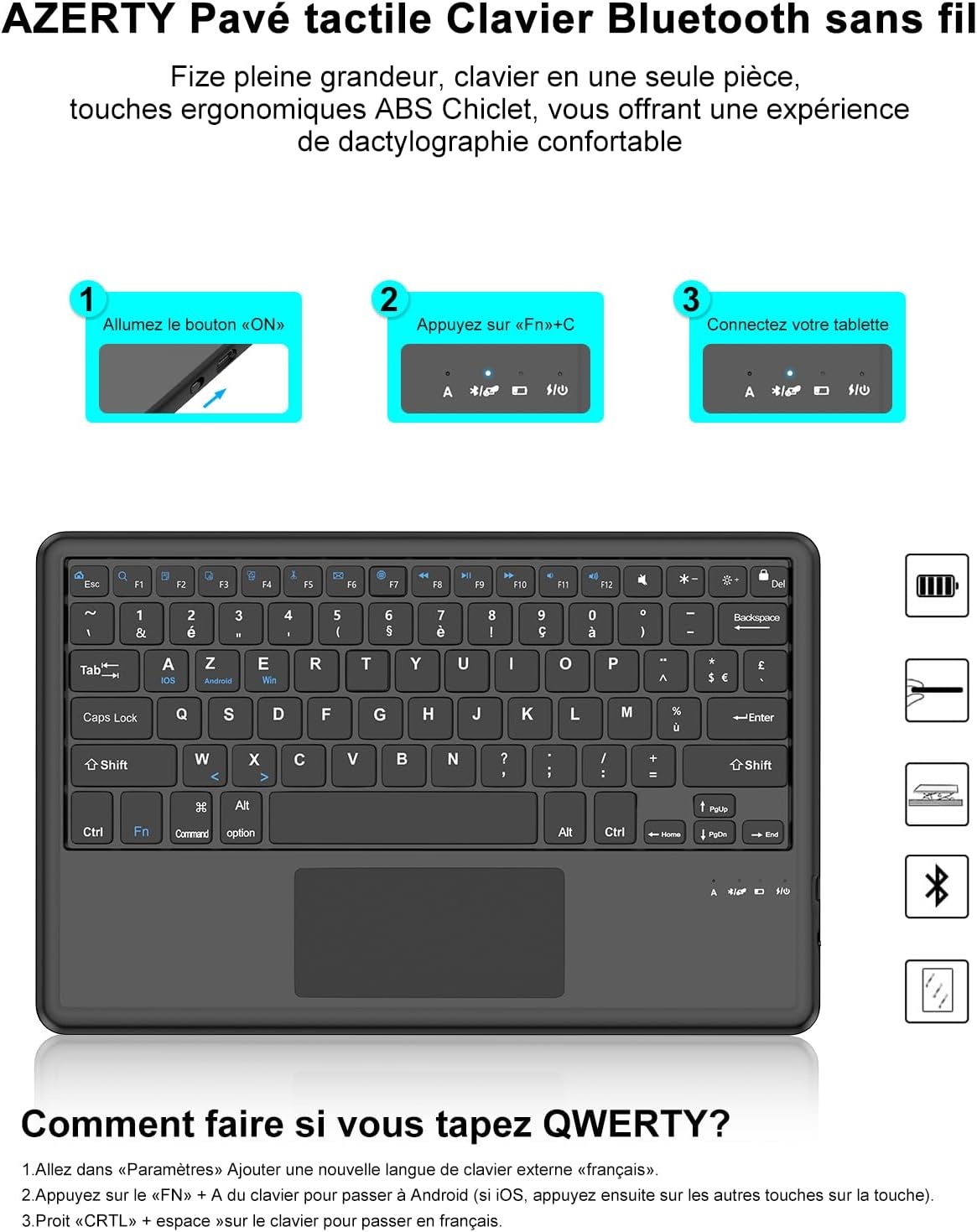 Tastaturhülle für 12,7 Zoll Tablet mit Touchpad - Schwarz - Bis zu 58% Rabatt