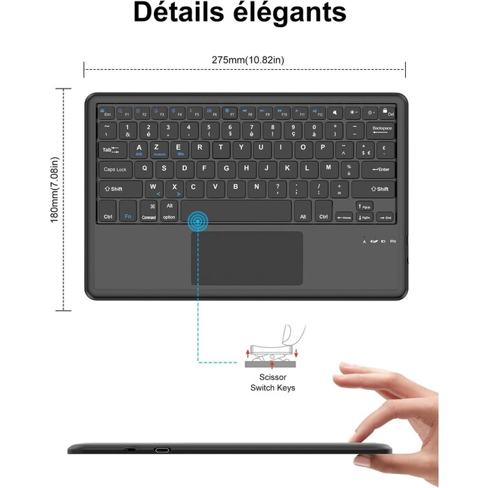 Tastaturhülle für 12,7 Zoll Tablet mit Touchpad - Schwarz - Bis zu 58% Rabatt