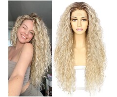 Lockige blonde Lace Front Perücke - 26 Zoll - Bis zu 51% Rabatt