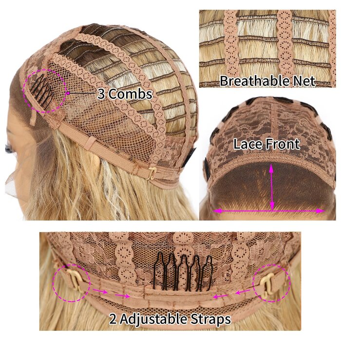 Lockige Ombre-Perücke, Lace Front, 66 cm - jetzt bis zu 62% reduziert