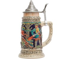 Rustikaler Bierkrug mit Jagdrelief - 0,6L Keramik - Jetzt bis zu 55% sparen