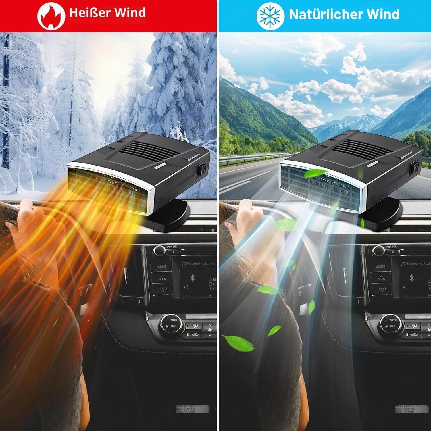 Tragbare Autoheizung 12V 200W mit 360°-Gelenk - bis zu 30% Rabatt