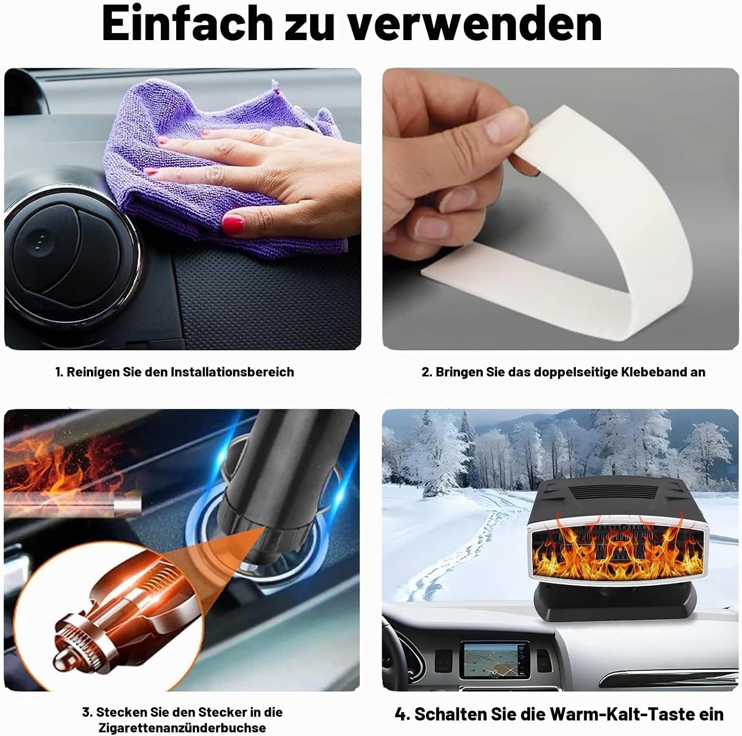 Tragbare Autoheizung 12V 200W mit 360°-Gelenk - bis zu 30% Rabatt