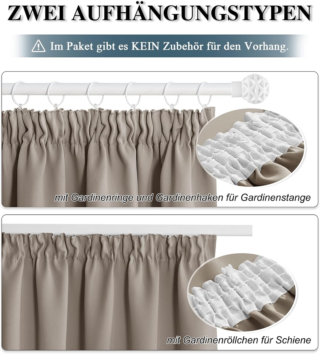 Verdunkelungsvorhänge 2er-Set 140x280cm Sand - bis zu 33% reduziert
