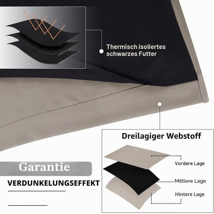 Verdunkelungsvorhänge 2er Set Sand 260x140cm | Jetzt bis zu 34% Rabatt