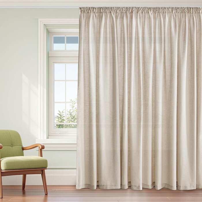 Transparente Gardine Leinenstruktur 300x260 cm Natur - bis zu 32% günstiger