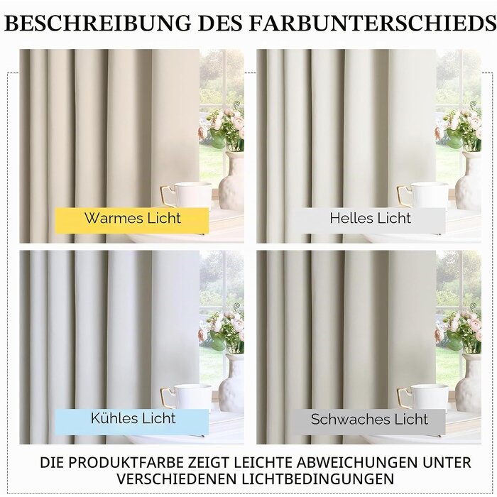 2er-Set Verdunkelungsvorhänge, Lichtbeige, 132x260cm - bis zu 33% reduziert